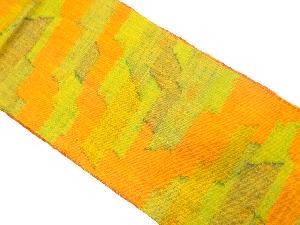 手織り真綿紬　抽象模様織り出し　名古屋帯